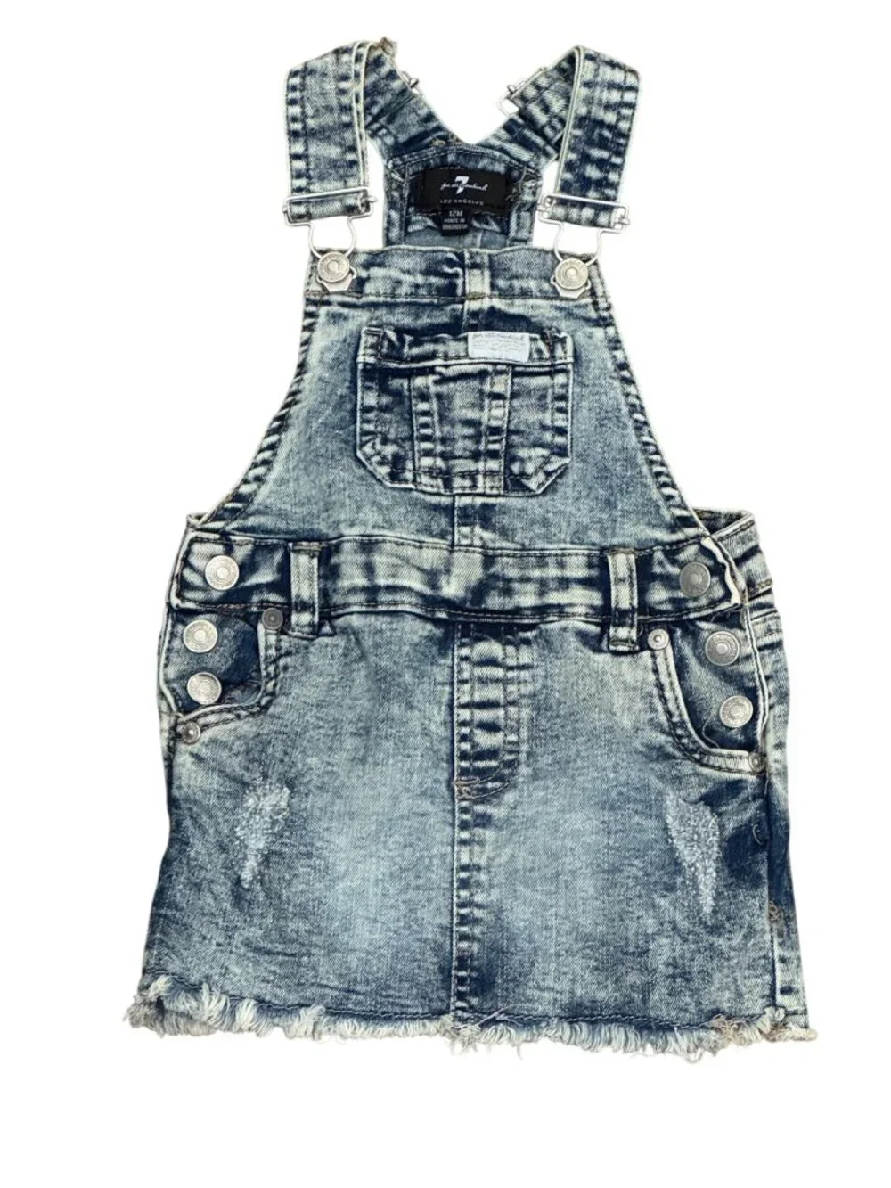 7 For All Mankind Baby Denim Overall Skirt 12M Acid Wash Distressed